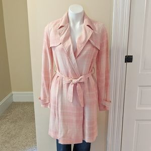 2/$20 LC Lauren Conrad pink plaid trench coat size xs